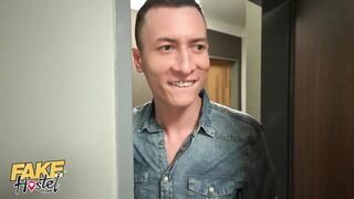 Fake Hostel 19 Yo with Super Sexy Jugs Gets Stuck in a Ladder