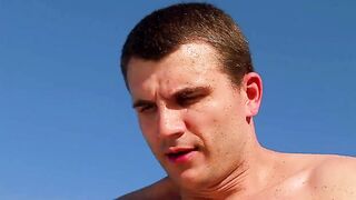 Double Butt Pounder at the Beach! Vacation Anal double penetration, two Sloppy