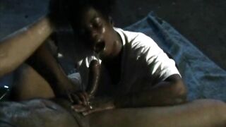 Big butt black slut gets face boned by her landlord since she