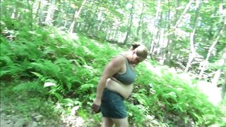 Smoking Showing off Huge Belly into Park with Cumshot on Tongue Frangelica
