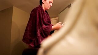Chubby chick with tattoos on hidden web web cam in bathroom