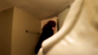 Chubby chick with tattoos on hidden web web cam in bathroom