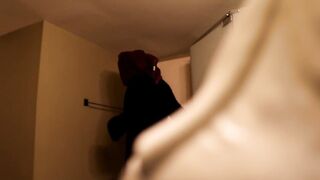 Chubby chick with tattoos on hidden web web cam in bathroom