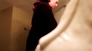 Chubby chick with tattoos on hidden web web cam in bathroom