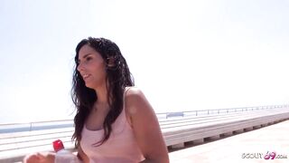 GERMAN SCOUT - Natural Latina pussy with mouth Linda Pickup and Boned