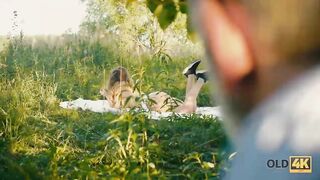 OLD4K. Summer weather motivates cunt with mouth to have outdoors sex with