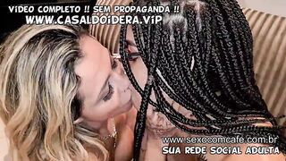 Brazilian blonde milf and african 19 year old on amateur interracial three-way