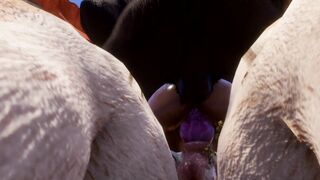 Pretty cunt with mouth inside a Furry gang bang Part one
