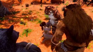 Pretty cunt with mouth inside a Furry gang bang Part one