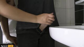 Bombshell mom Stepsister makes him Cum into the Sink