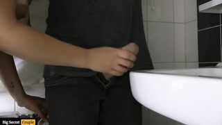 Bombshell mom Stepsister makes him Cum into the Sink