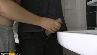 Bombshell mom Stepsister makes him Cum into the Sink