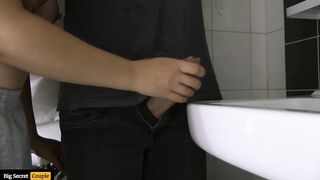 Bombshell mom Stepsister makes him Cum into the Sink