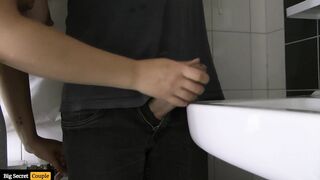 Bombshell mom Stepsister makes him Cum into the Sink