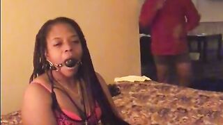Teenie Sub Gag Ball inside her Mouth Listen to the way she