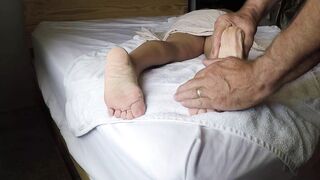 Tiny Toes, Leg Rubs, Bushy Snatch, Dark Lips, and a Sex Toy