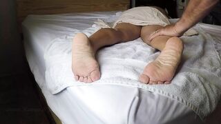 Tiny Toes, Leg Rubs, Bushy Snatch, Dark Lips, and a Sex Toy