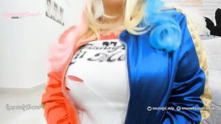 Harley Quinn Cosplay Cum Shower, Cum Pool from a Bad Dragon Long
