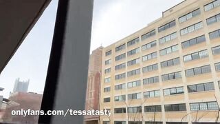 TESSA YUMMY using my Clitoris Sucker inside a Outside Parking-lot