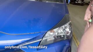 TESSA YUMMY using my Clitoris Sucker inside a Outside Parking-lot