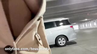 TESSA YUMMY using my Clitoris Sucker inside a Outside Parking-lot
