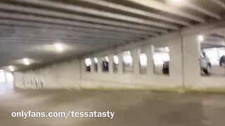 TESSA YUMMY using my Clitoris Sucker inside a Outside Parking-lot