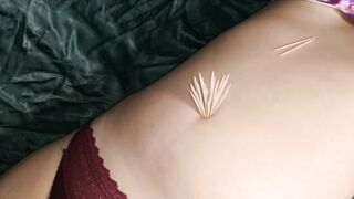 Navel Torture with Toothpicks