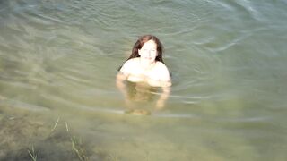 Swimming Nude and Washing Titted into the Forest Lake
