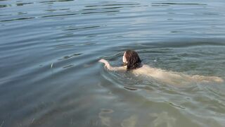 Swimming Nude and Washing Titted into the Forest Lake