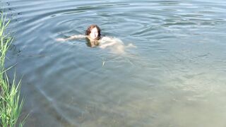 Swimming Nude and Washing Titted into the Forest Lake