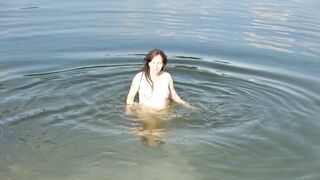 Swimming Nude and Washing Titted into the Forest Lake