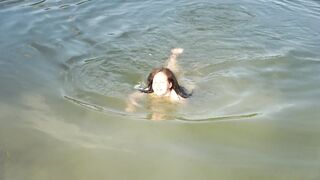 Swimming Nude and Washing Titted into the Forest Lake