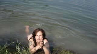 Swimming Nude and Washing Titted into the Forest Lake