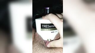 Bunni Stretching with Thick Conditioner Bottle