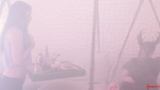 beauty cougar Worships Man's Penis, Nuts, Toes, and Booty while Serving Tea