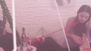 beauty cougar Worships Man's Penis, Nuts, Toes, and Booty while Serving Tea