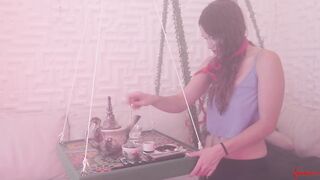 beauty cougar Worships Man's Penis, Nuts, Toes, and Booty while Serving Tea