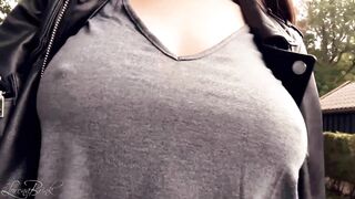 Boobwalk, Gray Shirt, Leather Jacket