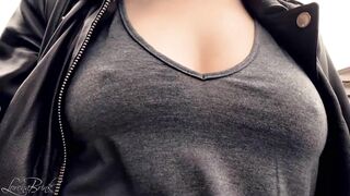 Boobwalk, Gray Shirt, Leather Jacket