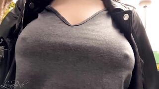 Boobwalk, Gray Shirt, Leather Jacket