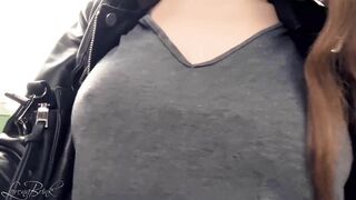 Boobwalk, Gray Shirt, Leather Jacket