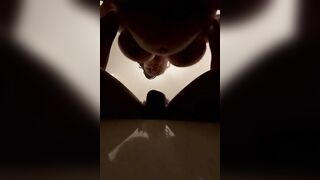 African mom with Long Boobies Sucking Off my Penis inside the Restroom