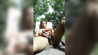Adorable Ebony They/themme Outdoors Orgasm Squirting into the Sun