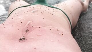 Outdoors Piss inside G-String
