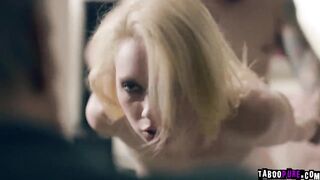 Blonde barely legal gets a rough pounding from behind into with