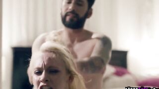 Blonde barely legal gets a rough pounding from behind into with