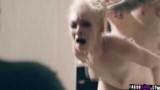 Blonde barely legal gets a rough pounding from behind into with