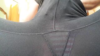 View through Pants and Long Fake Breasts