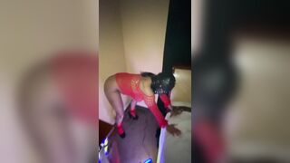 Rubber Mask Cheating Fiance taking a 11inch big black dick Deep into her Vagina