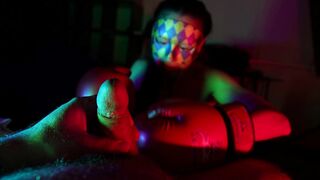 Boxing Match to Beat off Eggs and Dick into Gloves to take